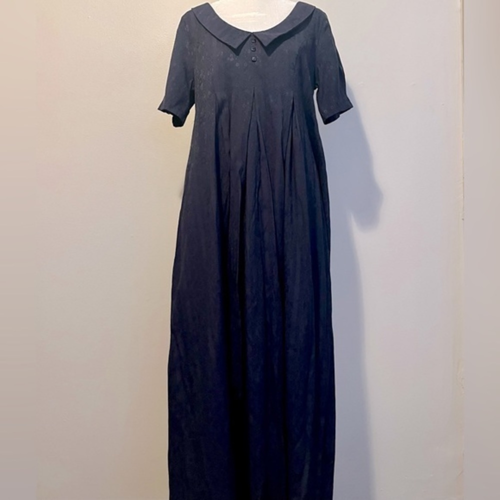 Navy MAXI dress with cute collar